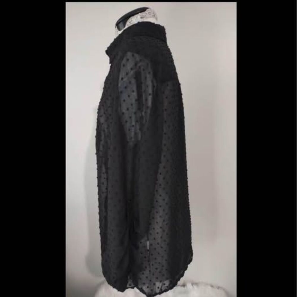 Blouse Medium Denim & Company Sheer Button 21”=pit-pit 28”=length C2728 - Picture 2 of 6